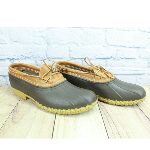 LL Bean Brown Rubber Slip On Unlined Moccasin Gumshoes Duck Boots Size 14 Narrow - Picture 3 of 7